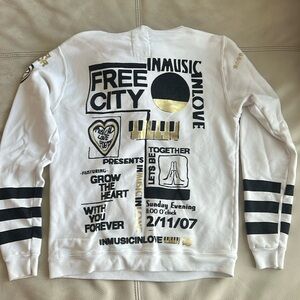 Free City Size 2 “in music love” white sweatshirt